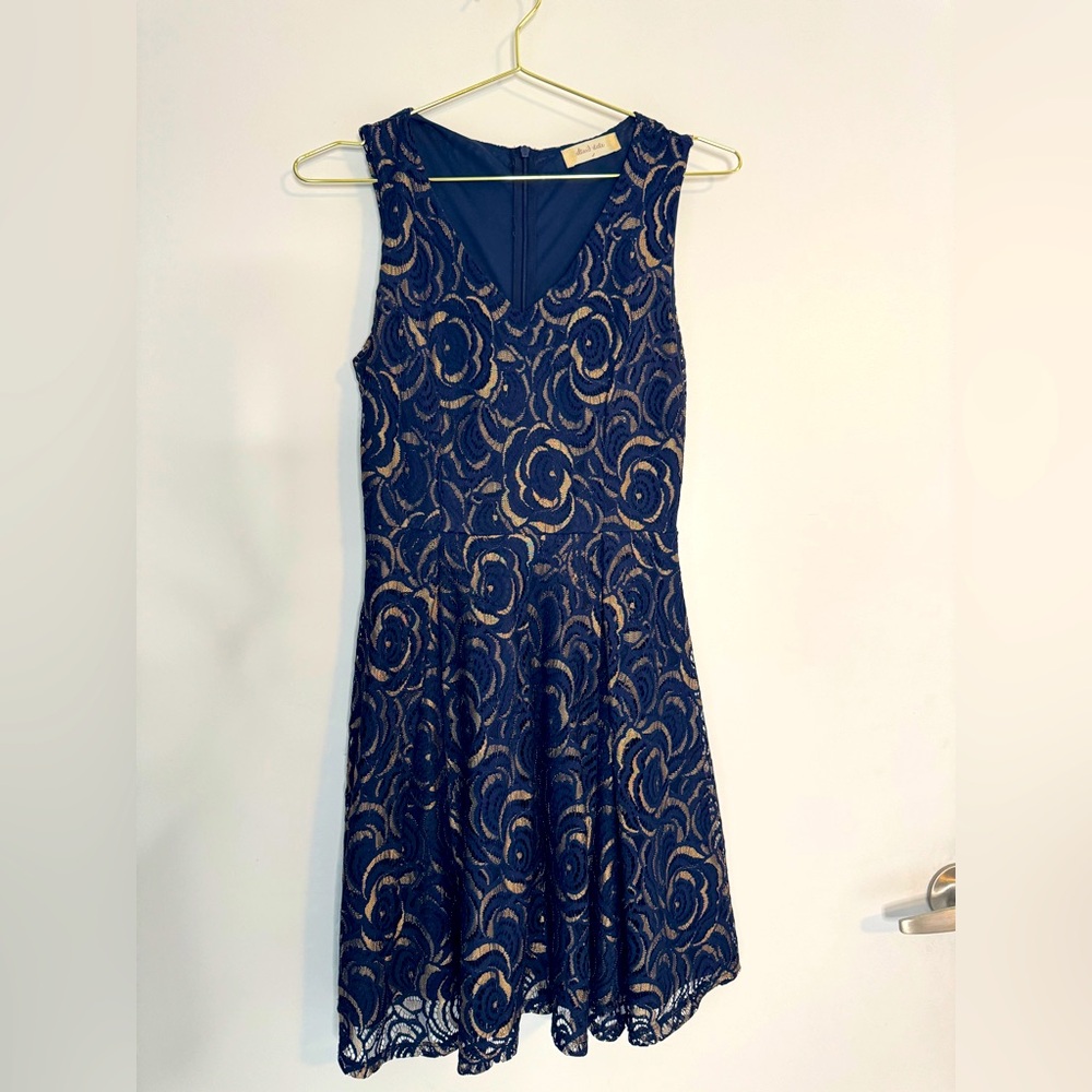 Altar’d State Blue and Gold Lace Dress, size XS